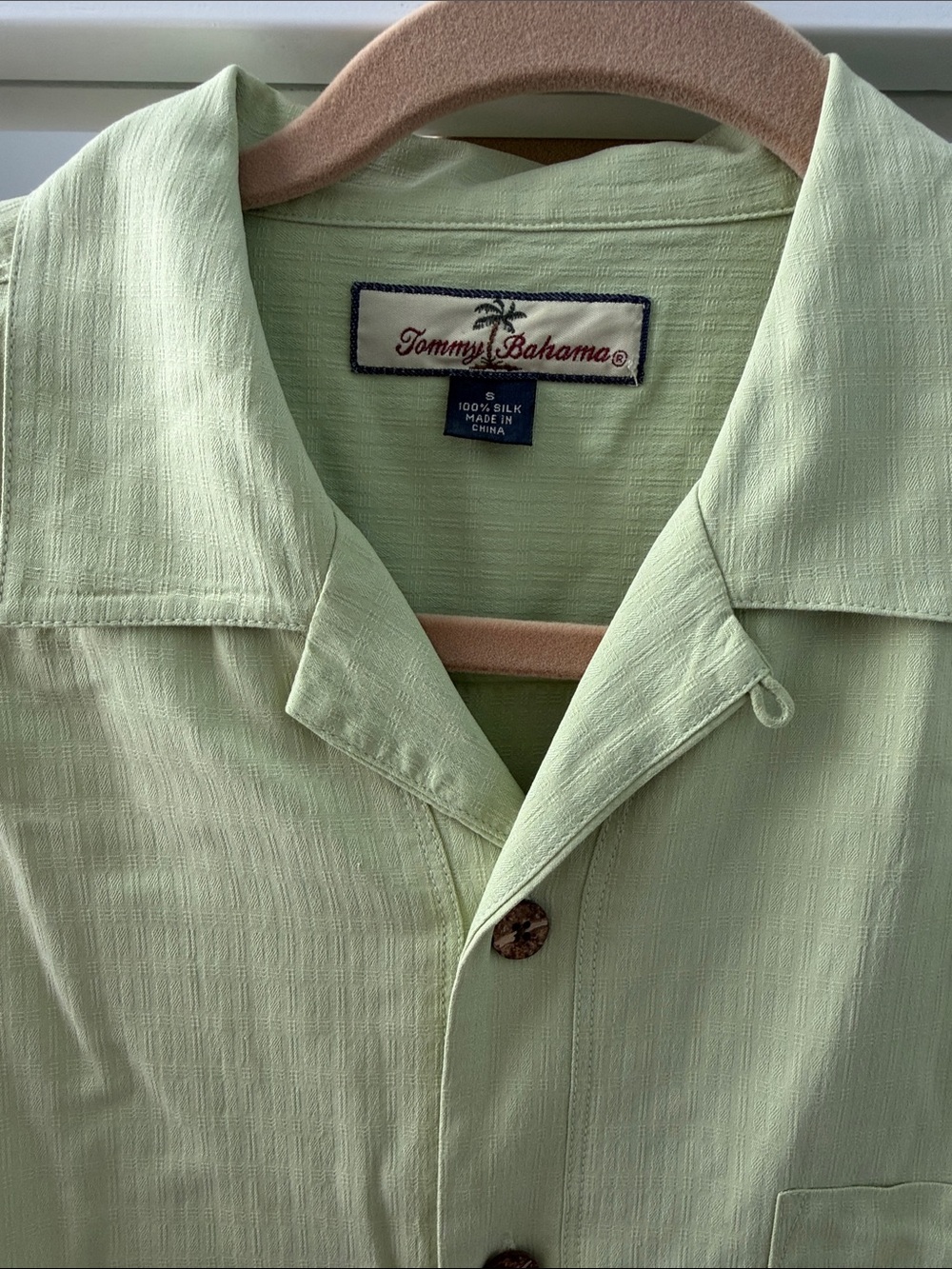 Tommy Bahama Light Mint Green Silk Camp Shirt